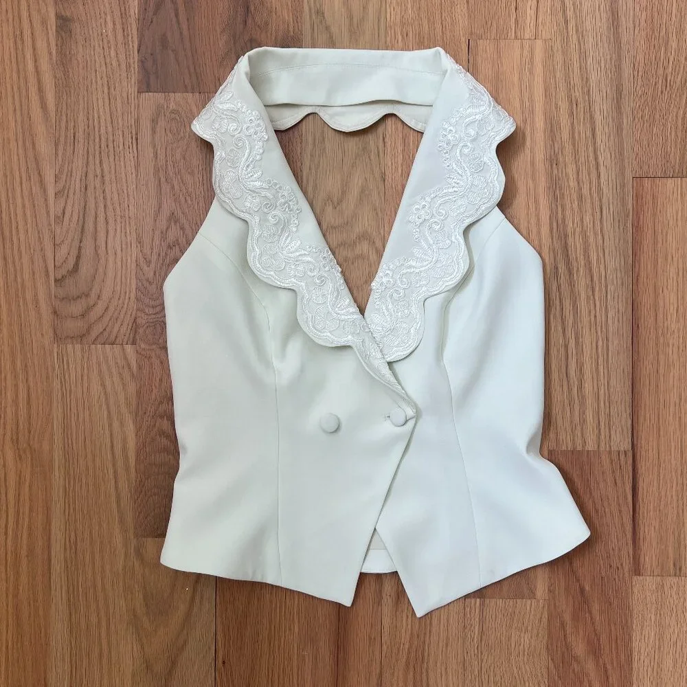 NWT - reformation - primrose vest in cream - size 6 - Picture 2 of 7
